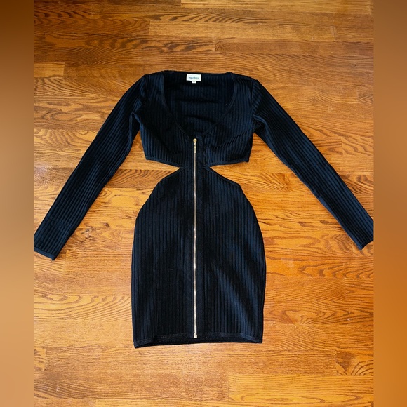 Revolve LBD Cut Out Mini Dress with Gold Zipper - Picture 1 of 4